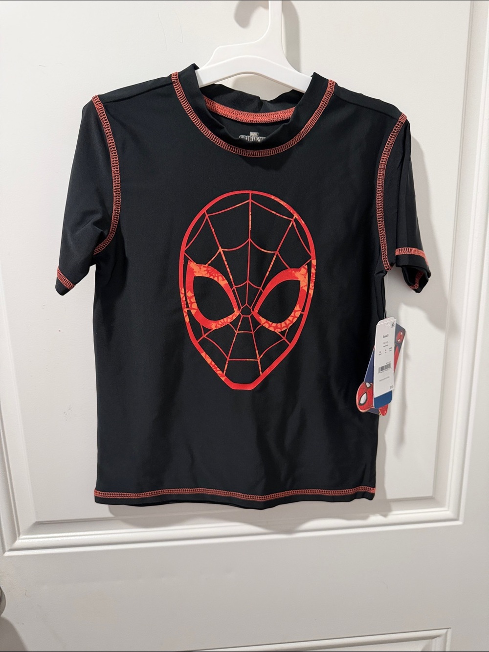 Kids Black Spider-Man Rash Guard Tee size Small NwT
